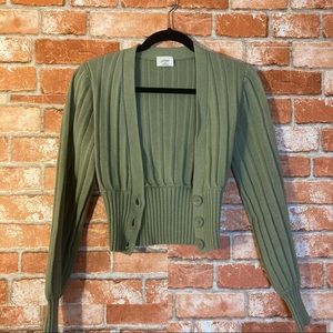 Aritzia Wilfred plunge front cardigan in the sage green color (sage frost?)